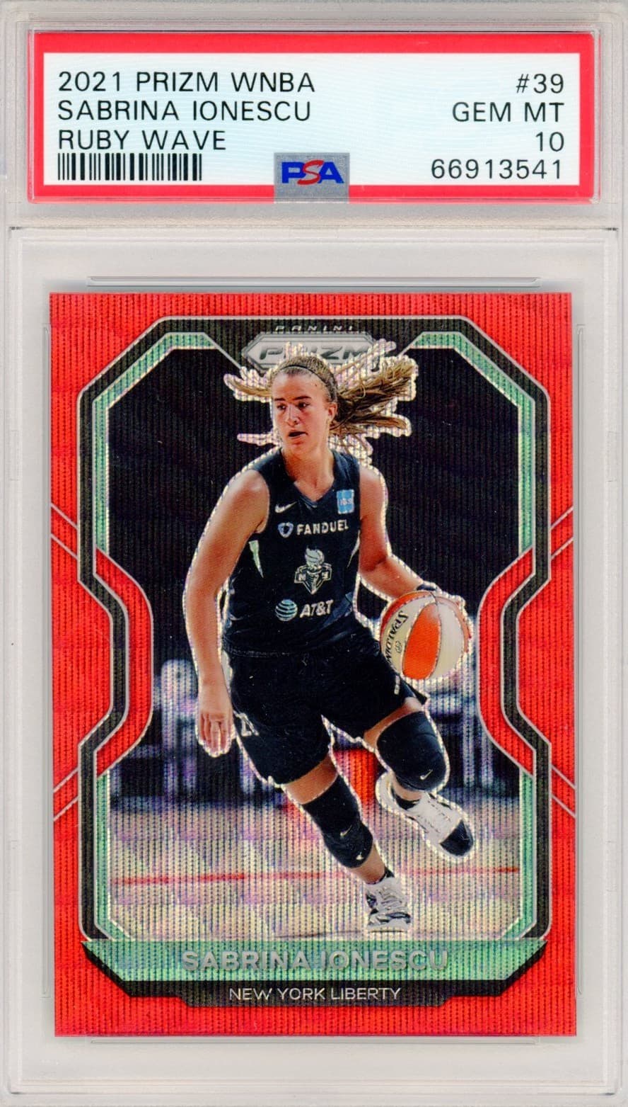 2021 Panini Prizm Sabrina Ionescu Ruby Wave PSA 10
