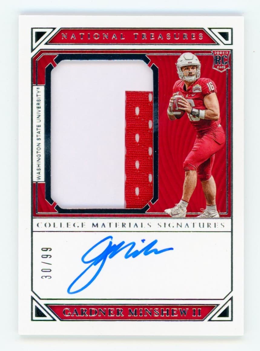 2019 Panini National Treasures Collegiate Gardner Minshew II College Materials Signatures Rookie Patch Auto #/99