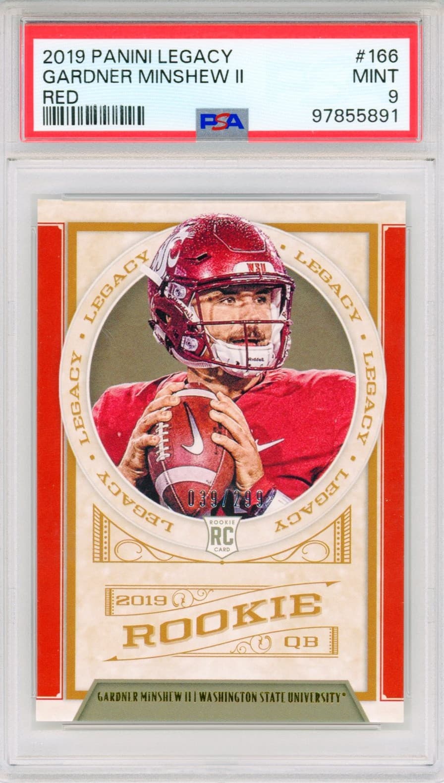 2019 Panini Legacy Gardner Minshew II Rookie Red #/299 PSA 9