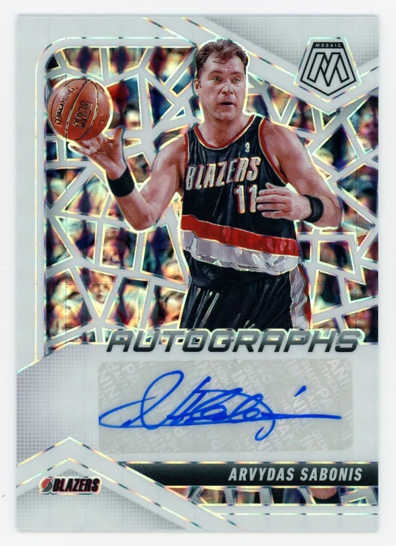 2024-25 Panini Mosaic #AM-SAB Arvydas Sabonis Auto White Parallel #/25