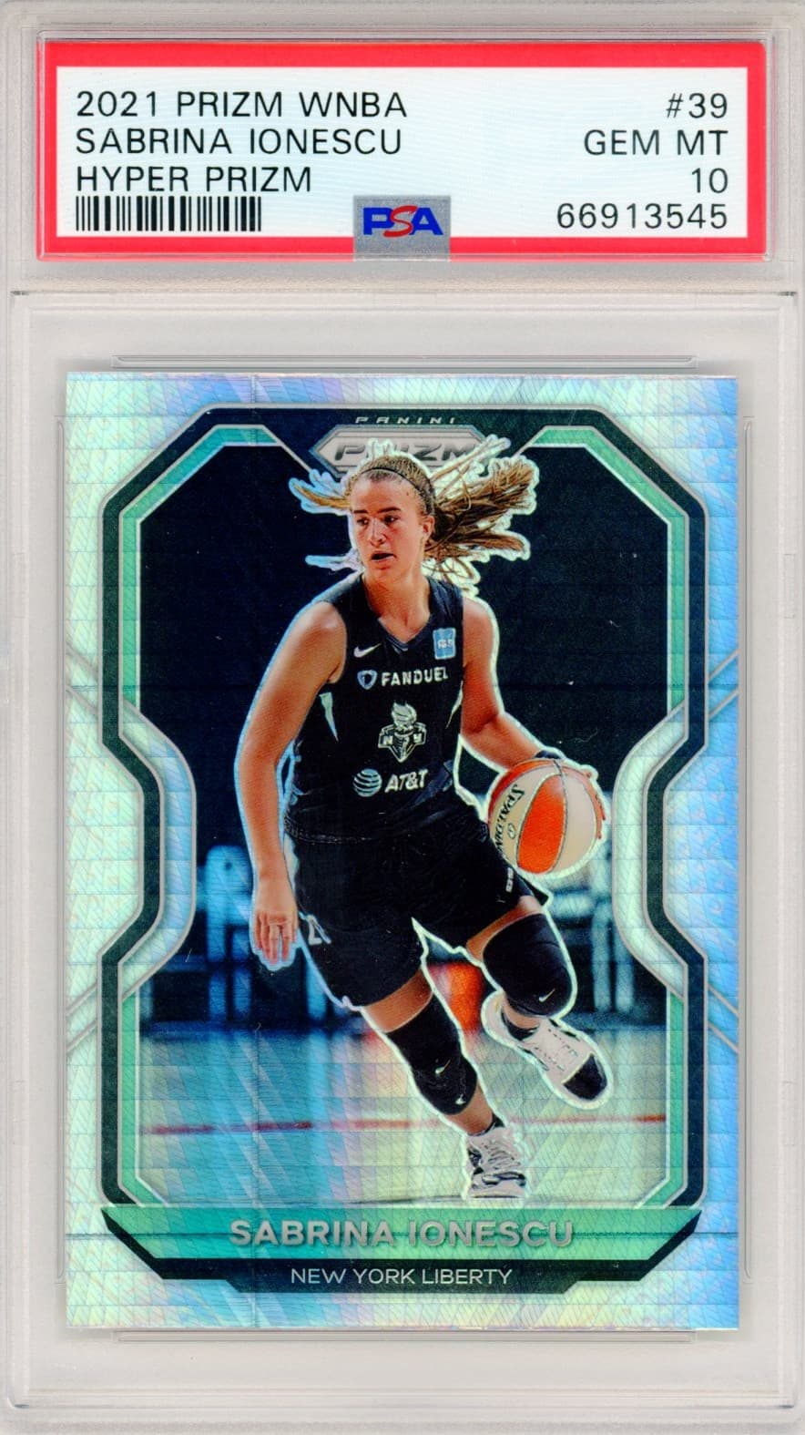 2021 Panini Prizm WNBA Sabrina Ionescu Hyper Prizm PSA 10