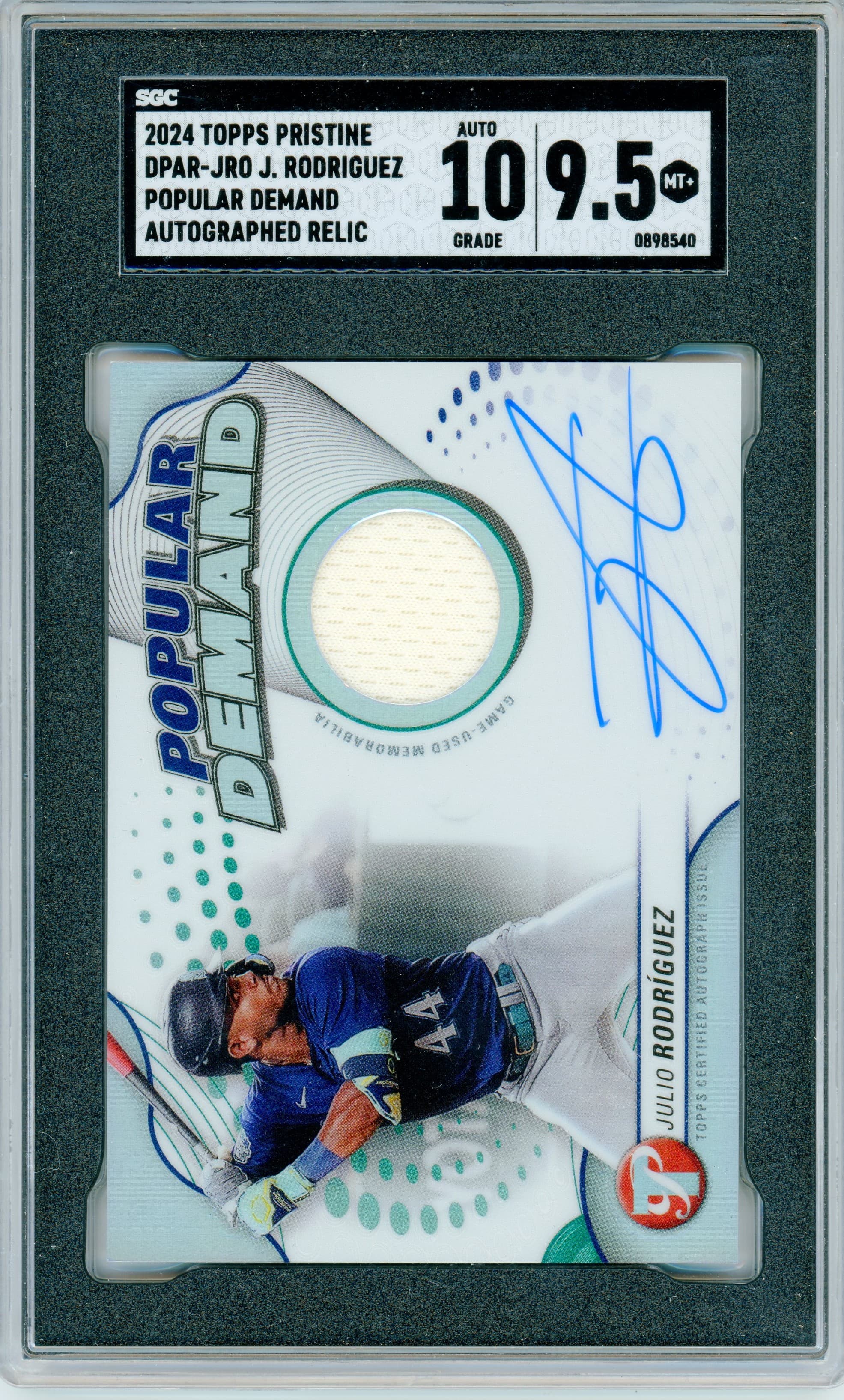 2024 Topps Pristine Julio Rodriguez Popular Demand Patch Auto SGC 9.5